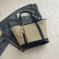 Stijlvolle vrouwen stro geweven tote tas zomer strand schouderhandtas met kralen kwastje - Met Hanger / Blauw
