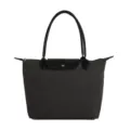 Classic large capacity women tote handbag, stylish casual shoulder bag for daily commuting and travel. - Black