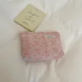 Trousse de maquillage en velours côtelé rose avec motif nœud, pochette de toilette. - Nœud Rose