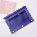 Estuche de tela Oxford morado con tres ojales y una ventana de malla transparente - Púrpura
