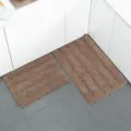 Juego de alfombras de chenilla marrón, antideslizantes y absorbentes para cocina y baño - Café / 51*81 cm