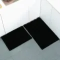 Juego de dos alfombras de cocina de chenilla negra gruesa absorbente y antideslizante - Negro / 51*81 cm