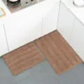 Juego de 2 alfombras de cocina de chenilla gruesa marrón absorbentes y antideslizantes - Camel / 51*81 cm