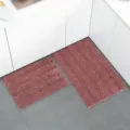Juego de alfombrillas de chenilla granate absorbentes y antideslizantes para cocina y baño - Rosa Claro / 51*81 cm
