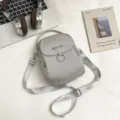 Elegante borsa a tracolla grigia in nylon, pratica piccola borsa casual per telefono. - Grigio