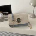 Sac bandoulière tissé pour femmes élégant bloc de couleur sac porté épaule loisirs mode - Bleu