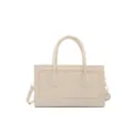 Chic casual minimalist beige women handbag stylish retro top handle crossbody shoulder bag - White