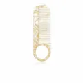 Acetate hair comb with marble pattern and round handle, anti-static daily styling tool. - Comb With Hole / Rice White Patterned