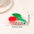 Schimmernde Acryl Tulpen Haarklammer, 8.4cm kompaktes Haarstyling Accessoire für Damen. - Roter Tulpen Stil (b3)