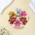 Chouchou en tricot fait main avec fleurs, élastique à cheveux style pastoral doux pour queues de cheval. - Élastiques à cheveux fleur à 6 pétales colorés