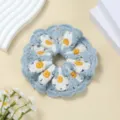 Chouchou de cheveux en crochet marguerite fait main, élastique floral doux pour queues de cheval. - Chouchou à fleur bleue à quatre pétales