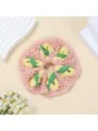 Handgemaakte gehaakte haarscrunchie roze bloemen zoete pastorale paardenstaart haaraccessoire - Roze Vlinder Haarelastiekje