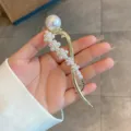 Elegant gold metal pearl hair claw clip for women, exquisite hair styling accessory for daily wear. - All Pearl Flower Hair Clip