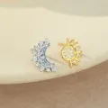 Wunderschöne asymmetrische Ohrringe aus Sterling Silber mit funkelnden Zirkonia Steinen. - Sonne & Mond Set