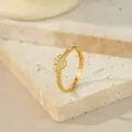 Vergoldeter s925 Silber Sonne und Mond Ring mit glänzenden Zirkonia verstellbarer Schmuck - Gold Sonne