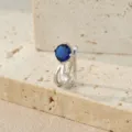 Polsino per orecchio in argento S925 zircone blu, elegante variante orecchino. - Blu