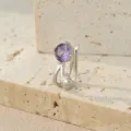 Ear cuff in argento S925 con zircone viola senza foro gioielli minimalisti luminosi donna - Viola