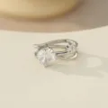 Auricolare in argento con zircone, doppio cinturino scintillante gioiello senza piercing - Bianco