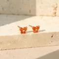 Pendientes de tuerca de mariposa naranja de plata S925 dorados minimalistas - Oro Champaña 14k Naranja