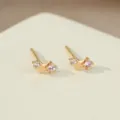 Pendientes de boton de estrella dorados con piedras rosas y blancas, joyeria fina. - Oro Champán 14K Octubre Rosa
