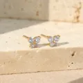 Vergulde S925 zilveren vlinder oorknopjes met zirkonia stenen, elegante sieraden. - 14k Champagne Goud Kleurveranderend Blauw