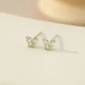S925 zilveren gele stenen vlinder oorknopjes, minimalistische schattige oorbellen. - Platina Olijfgeel