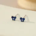 Stijlvolle blauwe kristallen vlinder oorknopjes in sterling zilver S925 voor dames - Geplatineerd Koningsblauw
