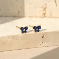 S925 Sterling Zilveren Blauwe Kristal Vlinder Oorstekers Minimalistische Chique Sieraden - 14k Champagne Goud Koningsblauw