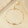 Exquisito pulsera de estrella luna chapada en oro de plata esterlina 925, regalo de joyería elegante. - Oro Champaña 14k (BRS3952)