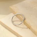 Minimalist S925 sterling silver thin ring for women, delicate everyday jewelry stacking band. - US Size 5 / Smooth Thin Ring (RS3780) / White Gold