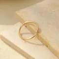 Minimalist thin gold band ring, elegant stacking jewelry for women, daily wear minimalist style. - US Size 5 / Smooth Thin Ring (RS3780) / 14K Champagne Gold