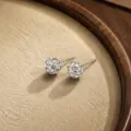 Pendientes de tuerca de plata esterlina 925 con bola de diamante brillante variante elegante - Blanco