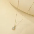 Collar con colgante de gota azul chapado en oro 14K plata elegante joyería de mujer - Collar (NS4033) / Oro Champagne de 14K