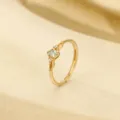 Λεπτό ασημένιο δαχτυλίδι 925 επιχρυσωμένο 14k με μπλε κρύσταλλο σε ιαπωνικό μινιμαλιστικό στιλ - Δαχτυλίδι (RS4032) / 14K Σαμπανιζέ Χρυσό