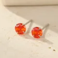 Sterling silver red zirconia stud earrings for sensitive ears minimalist jewelry piece. - July Ruby Style (ES2741) / 3mm