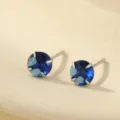 Blue zircon sterling silver stud earrings for women and men, elegant daily wear jewelry piece. - September Sapphire / 3mm