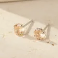 Elegant S999 silver champagne cubic zirconia stud earrings for charming daily wear style. - November Champagne Style (ES2741) / 3mm