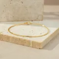Brazalete delgado chapado en oro de plata 925 minimalista con un solo diamante para mujer - Juego de Pulsera y Brazalete Doble de un Solo Diamante Ultrafino (BAS4374) / Tono Dorado
