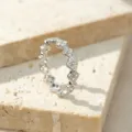 Anillo de trébol plateado pavé diamantes, banda floral elegante para mujeres diario. - 6 / Estilo Eternidad Trébol (RS4187) / Oro blanco