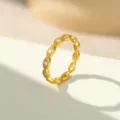 Elegante anillo pavé marquise de plata 925 chapada en oro circonita brillante joya apilable mujer - 6 / Estilo Eternidad Marquesa (RS4188) / Dorado