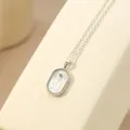 S925 Zilveren Vissen Dierenriem Ketting Moeder van Parel Ovale Hanger Minimalistische Sieraden - Platinage - Vissen