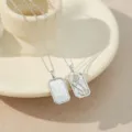 Gemini constellation mother of pearl pendant necklace in silver tone chic clavicle jewelry - Gemini (TN4393) / White Gold
