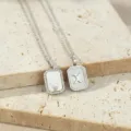 Gepersonaliseerde Letter Parelmoer Halsketting Zilverkleurig Geometrisch Zirkoon - Letter X (TN4437) / Witgoud