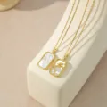 18K Gold Plated Aries Zodiac White Mother of Pearl Rectangular Pendant Necklace Jewelry - Aries (TN4393) / Gold
