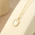 Gouden S925 Sterling Zilveren Dierenriem Ketting met Witte Parelmoer Ovale Hanger - 14K Champagne Goud - Kreeft