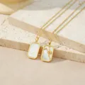 Gold-plated white mother-of-pearl zodiac constellation rectangular pendant necklace for women - Cancer (TN4393) / Gold