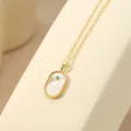 S925 sterling zilveren dierenriem ketting met elegante ovale parelmoer hanger en blauwe steen. - 14K Champagne Goud - Vissen