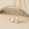 Gold-plated zodiac constellation necklace with white mother of pearl rectangular pendant jewelry. - Capricorn (TN4393) / Gold