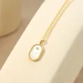 S925 sterling zilveren sterrenbeeld ketting, gouden ovale witte schelp hanger. - 14K Champagne Goud - Tweelingen