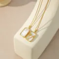 Exquisite 18K gold plated copper zodiac necklace with white mother of pearl pendant for women - Pisces (TN4393) / Gold
